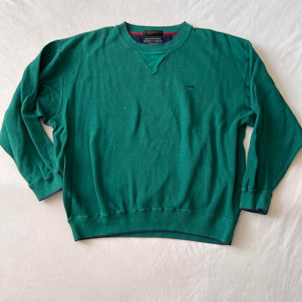 Alexander Julian Colours Vintage Green Cotton Medium Weight School Sweater